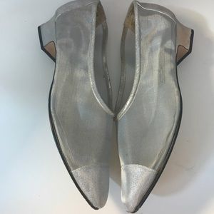 Vintage 80s 90s Silver leather Mesh Shoe